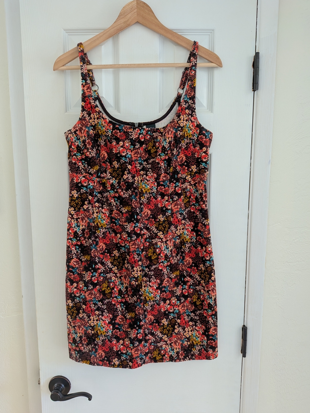 Wild Fable Womens Corduroy Floral Brown/Pink/Red Strappy Short Dress Size Medium